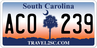 SC license plate ACO239