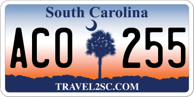 SC license plate ACO255