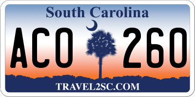 SC license plate ACO260