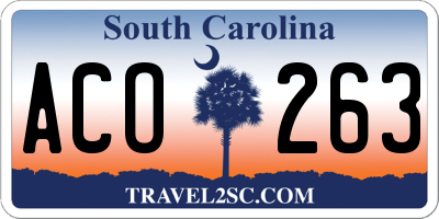 SC license plate ACO263