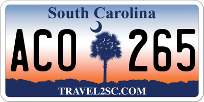 SC license plate ACO265