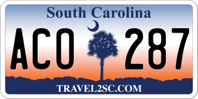 SC license plate ACO287