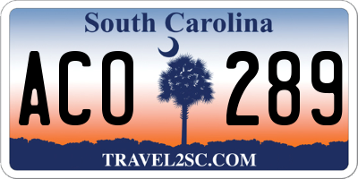 SC license plate ACO289