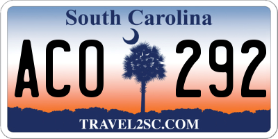 SC license plate ACO292