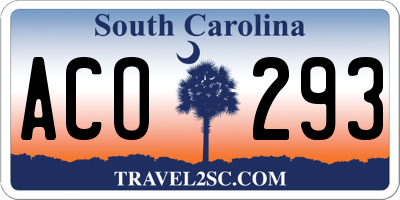 SC license plate ACO293