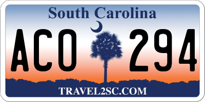 SC license plate ACO294