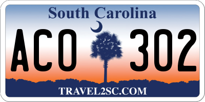 SC license plate ACO302