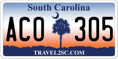 SC license plate ACO305