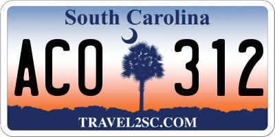 SC license plate ACO312