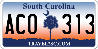 SC license plate ACO313