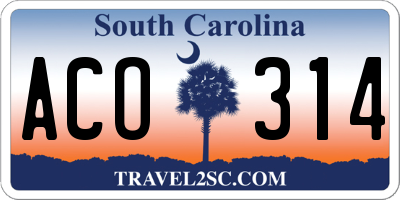 SC license plate ACO314