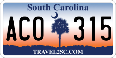 SC license plate ACO315