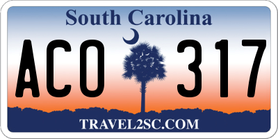 SC license plate ACO317