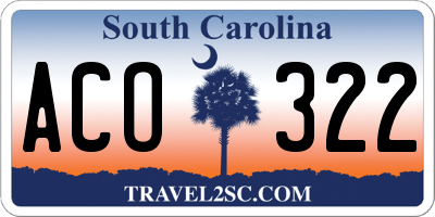 SC license plate ACO322