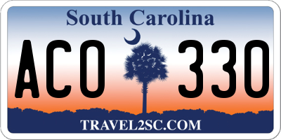 SC license plate ACO330