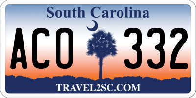 SC license plate ACO332