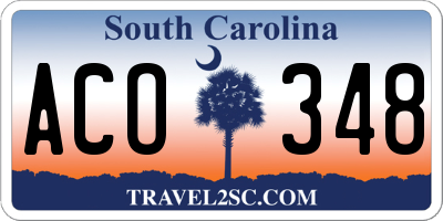 SC license plate ACO348