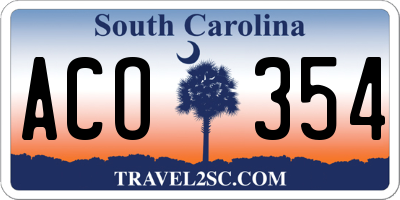 SC license plate ACO354