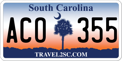 SC license plate ACO355