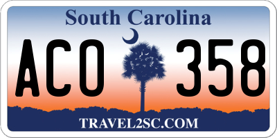 SC license plate ACO358