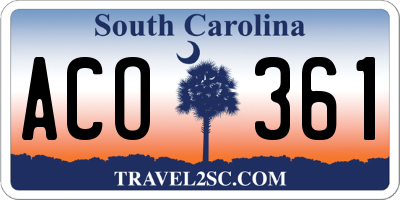 SC license plate ACO361