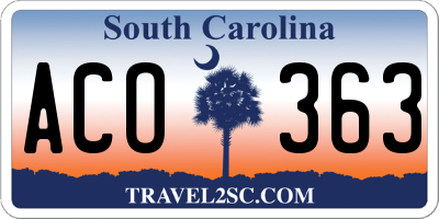 SC license plate ACO363