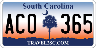 SC license plate ACO365