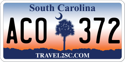 SC license plate ACO372