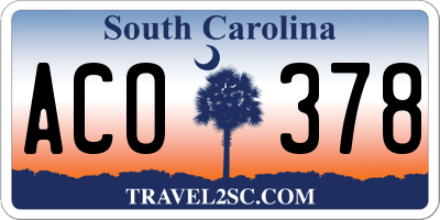 SC license plate ACO378