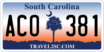 SC license plate ACO381