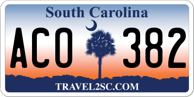 SC license plate ACO382