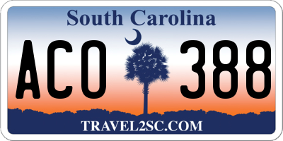 SC license plate ACO388