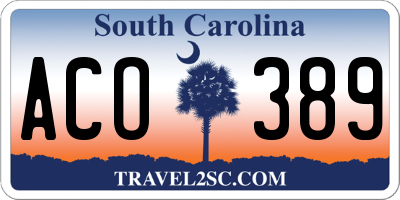 SC license plate ACO389
