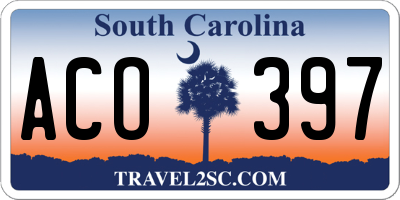 SC license plate ACO397