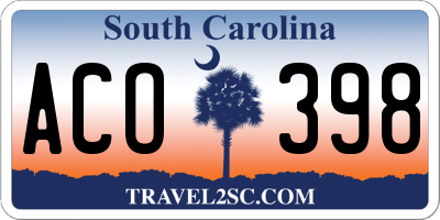 SC license plate ACO398