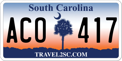 SC license plate ACO417