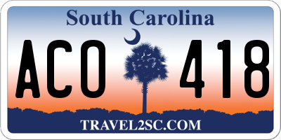 SC license plate ACO418