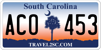 SC license plate ACO453