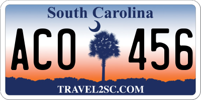 SC license plate ACO456