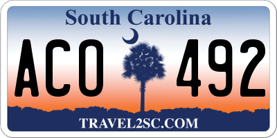 SC license plate ACO492