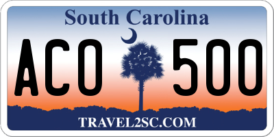 SC license plate ACO500