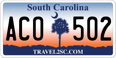 SC license plate ACO502