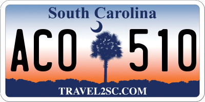 SC license plate ACO510
