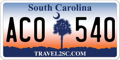 SC license plate ACO540