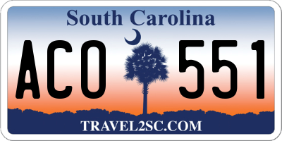 SC license plate ACO551