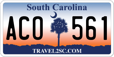 SC license plate ACO561