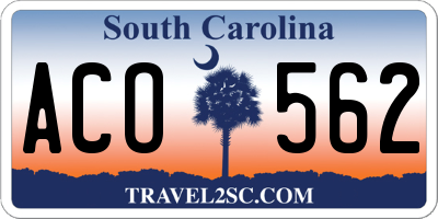 SC license plate ACO562
