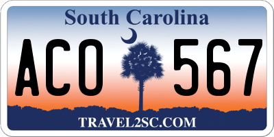 SC license plate ACO567