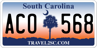 SC license plate ACO568