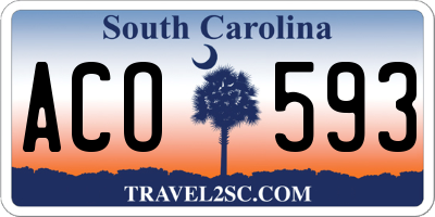 SC license plate ACO593